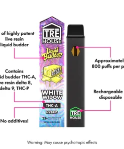 White Widow - Live Resin Liquid Budder Hybrid THC-A Vape Pen - 2g